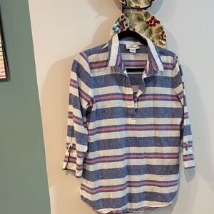 VINEYARD VINES LINEN BLEND TUNIC STYLE TOP